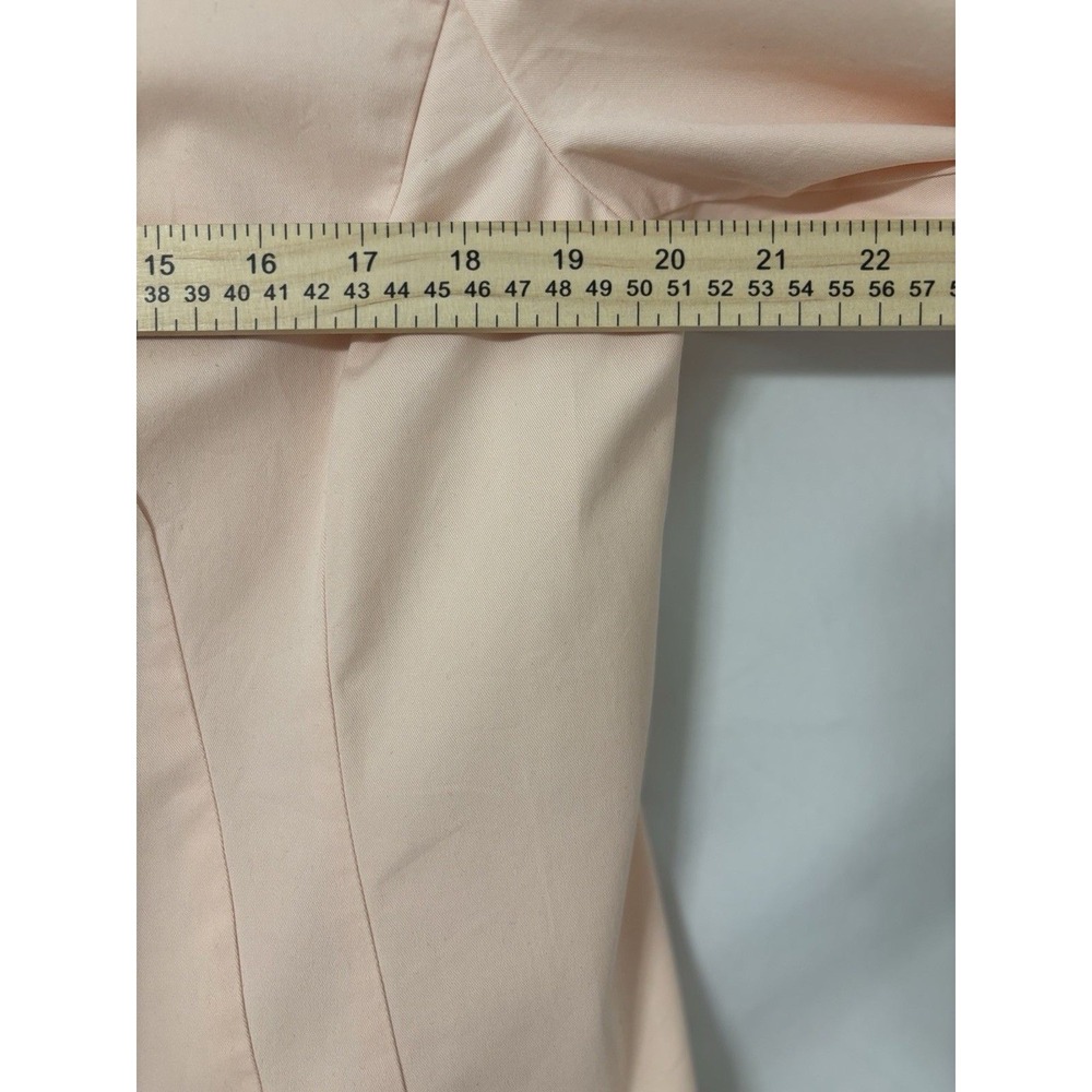 Chico's Jacket Size 1 Peach Pink Ruffle Trim Open Front 3/4 Sleeve Twill Blazer - Picture 7 of 11